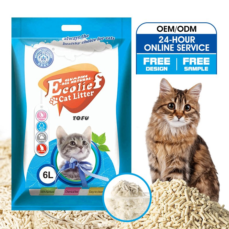 Natural Flushable Tofu Cat Litter with Strong Clumping No Dust