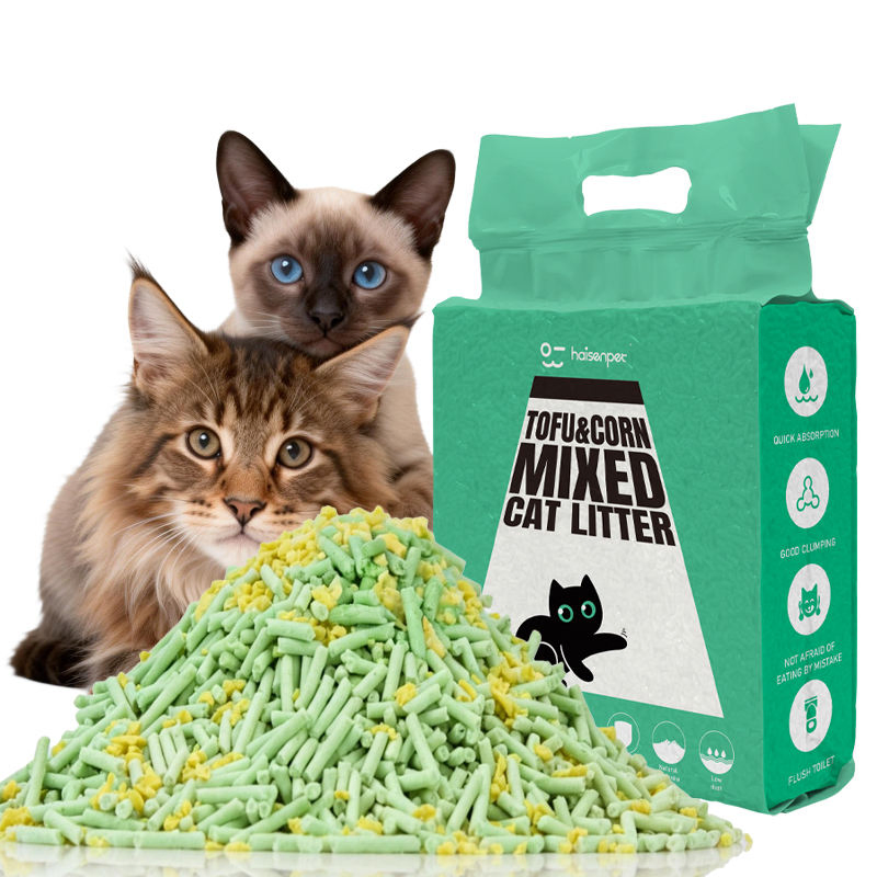 Non-Stick Bottom, Hard Clumps, Low Dust, Easy Scoop, High Absorbency Tofu &amp; Corn Mixed Cat Litter