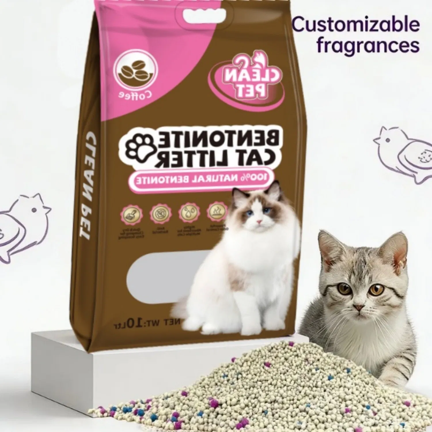 Strong Clumping Easy Clean Sodium Clay Dust Free Premium Bentonite Cat Litter