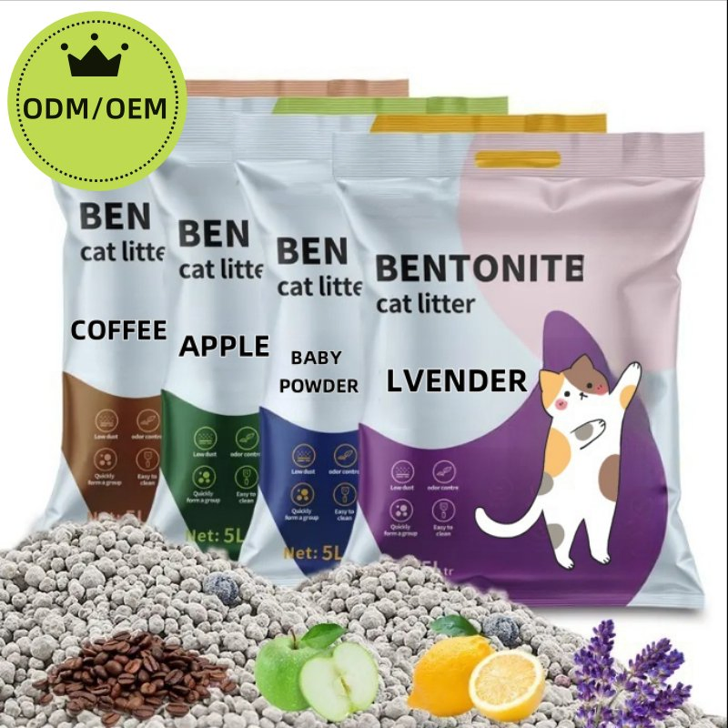 OEM/ODM Bentonite Cats Litter Premium Quality Arena Sanitaria Para Gatos Cleaning Natural Bulk Bentonite Clay Cat Litter