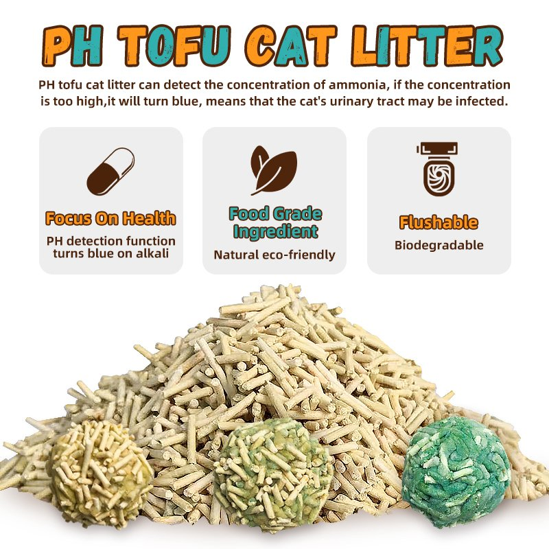 Health Indicator Sand OEM Factory Wholesale pH Catlitter Dust Free Tofu-Based Flushable Cat Litter