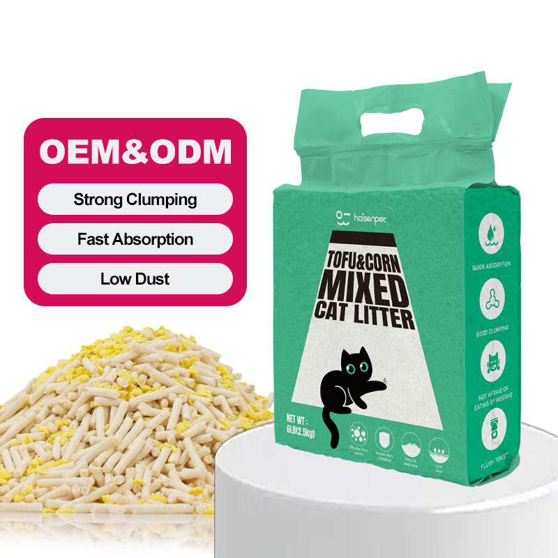 Fast Clumping Low Dust Ultra Absorbent Lightweight Easy Clean Natural Tofu &amp; Corn Mixed Cat Litter