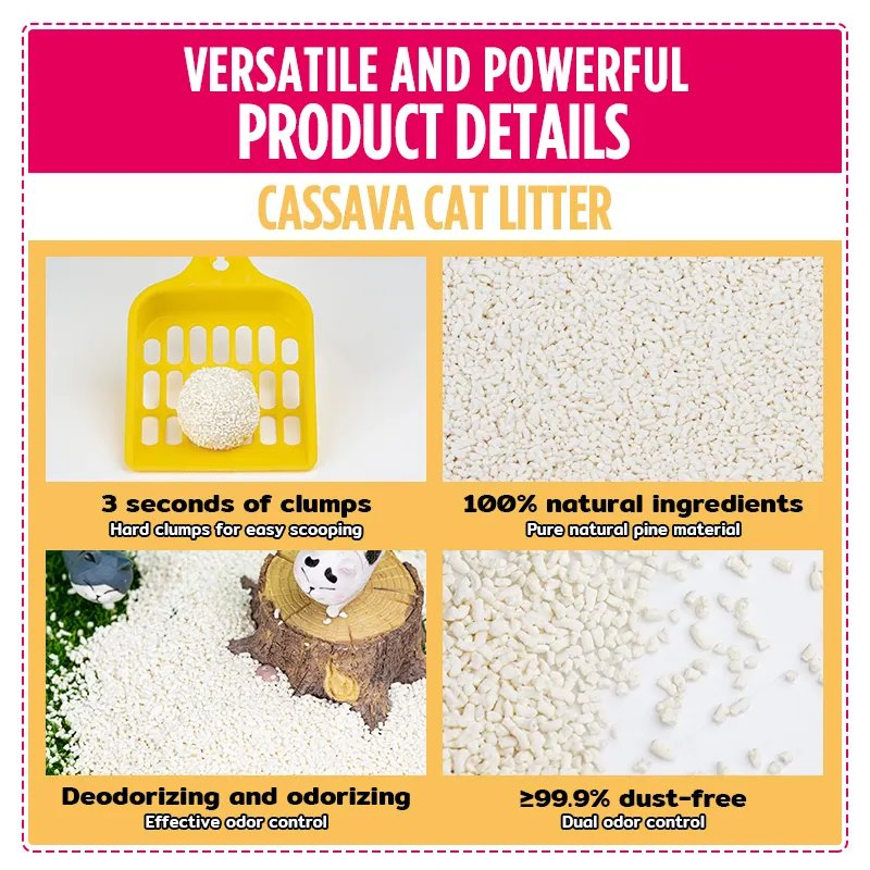 Factory Direct Sale Premium Clumping Cassava Cat Litter Sand
