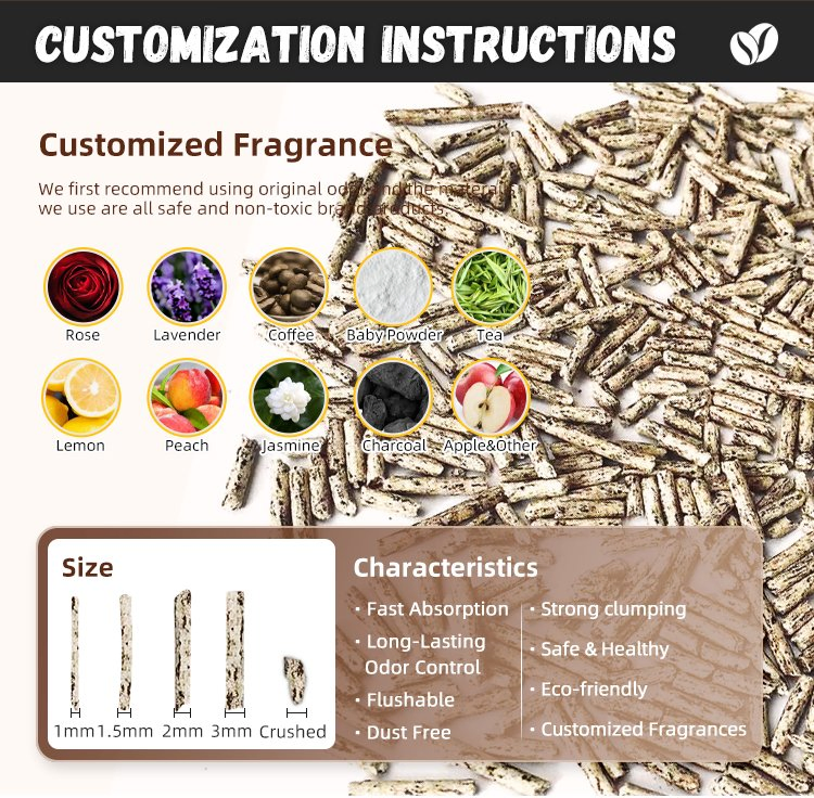 OEM Natural Cat Litter Dust-Free Clumping Biodegradable Flushable Plant Coffee Self-Cleaning Cat Litter Fragrance Made From Fiber Pea Fiber