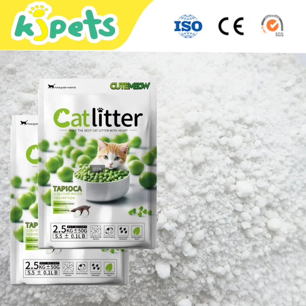 Deodorant White Cassava Cat Litter for Cat Toilets with Extra Clumping