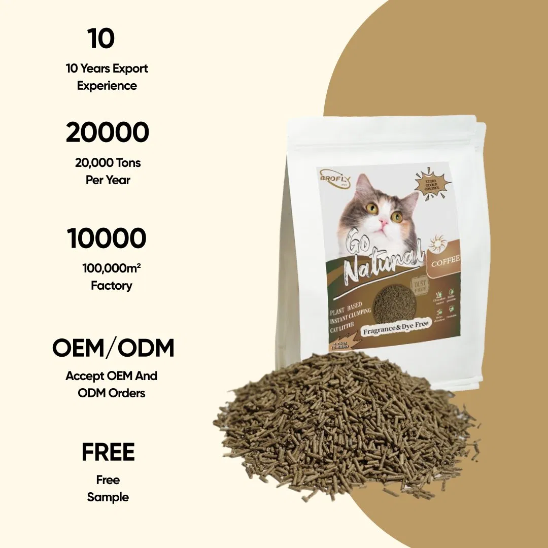 Wholesale Cat Litter Low Tracking Dust Free 100% Natural Coffee Based Clumping Biodegradable Cat Litter Sand Good Odour Control