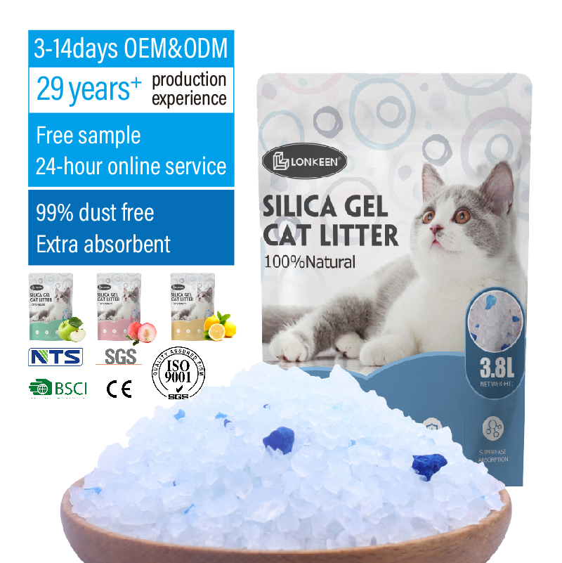 Wholesale Custom White Silica Gel Cat Sand Silicon Kitty Litter Supplier Crystal Cat Litter