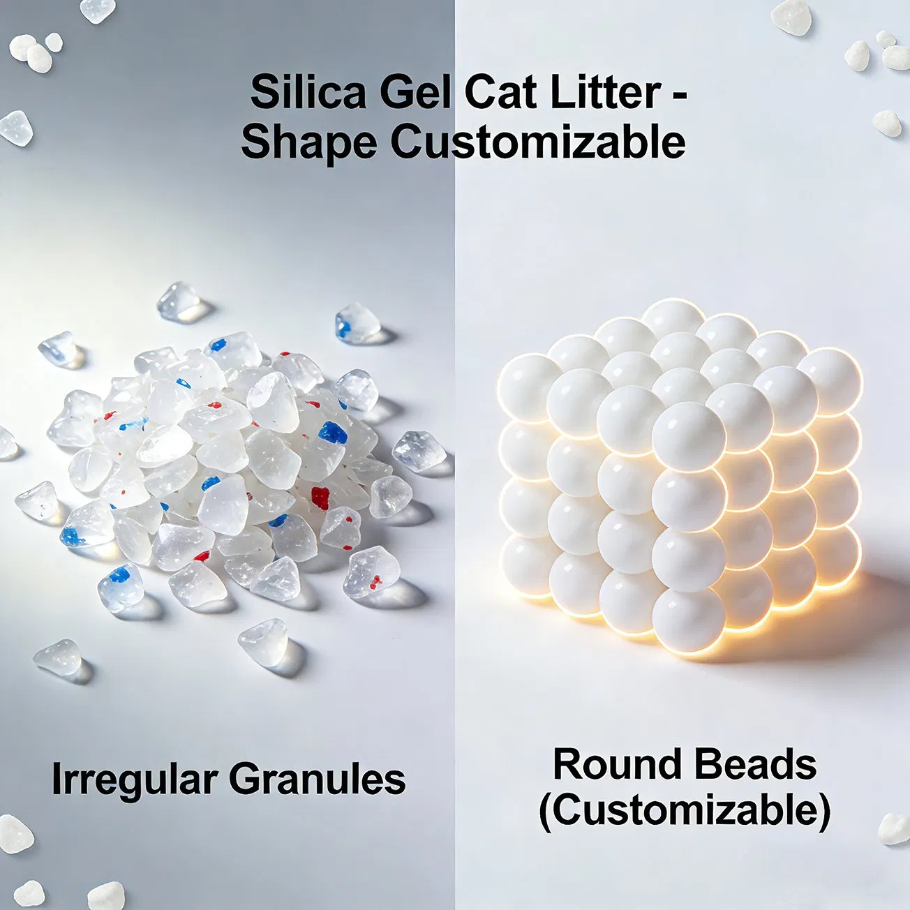OEM Crystal Pet Sand Factory 2-8mm Deodorizing Lightweight Silica Gel Cat Litter with 100% Adsorption Capacity