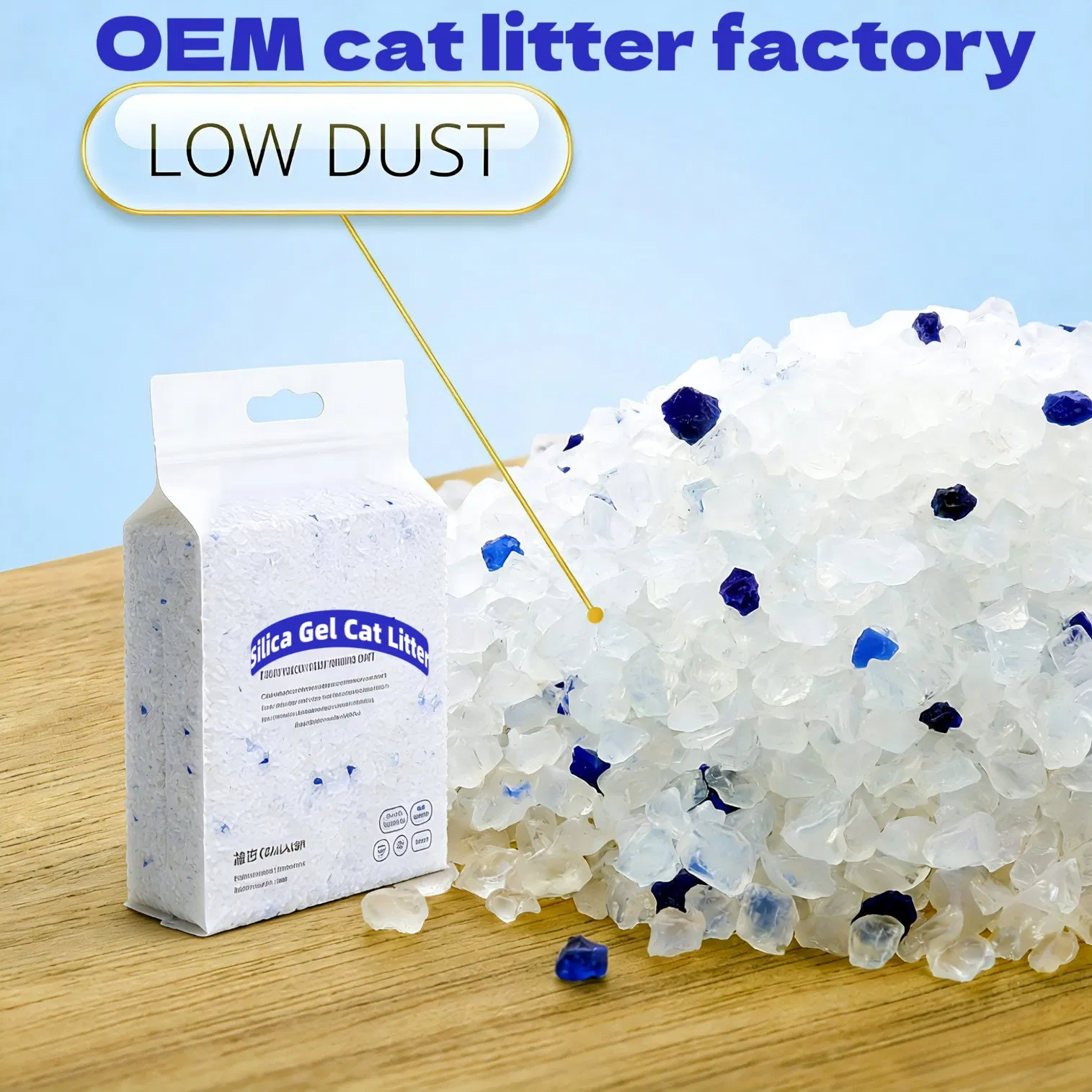 Factory Direct 1-4mm/2-8mm/0.5-2mm/4-8mm/ Pet Products Silicone Kitty Sand Crystal Silica Gel Cat Litter for Multi-Cat Household