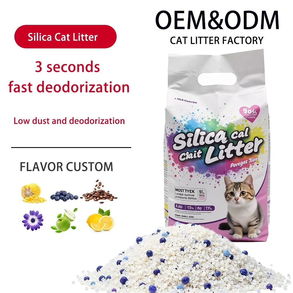 Manufacturer Custom-Made Large Granular Silicone Cat Litter Adsorb Odour Deodorant Dust-Free Crystal Cat Litter Silica Gel Absorbent Cat Litter