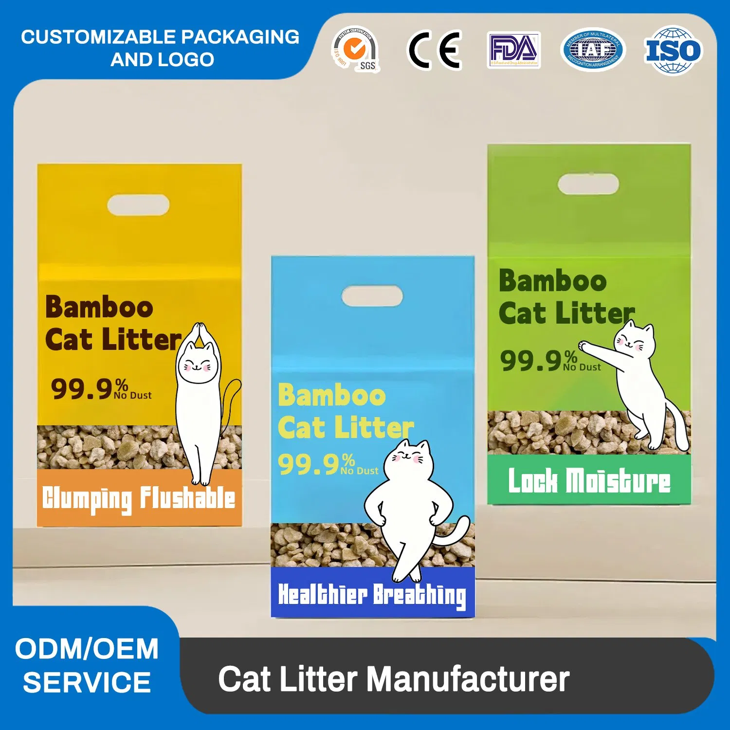 300% Water Absorption Rate Over Highly Absorbent Biodegradable Bamboo and Cassava Cat Litter Made From Renewable Resources for Eco-Conscious Pet Owners