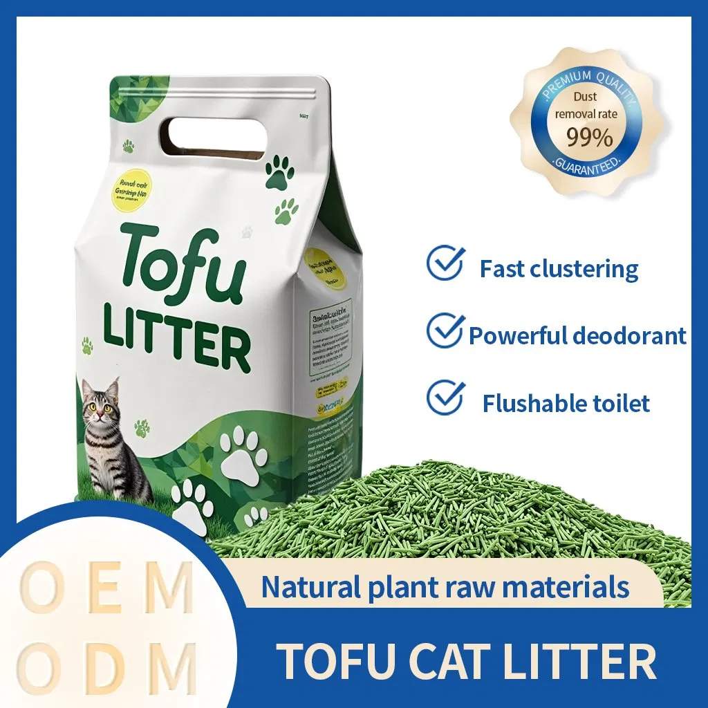 Arena Para Gatos Factory Price Tofu Cat Litter 1.5mm 100% Eco-Friendly Natural Flushable 2.0mm Original Sand Pure Tofu Cat Litter