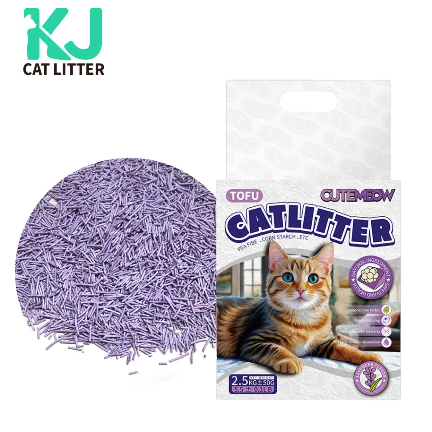 Health Promoting Lavender Scented Tofu Based Cat Litter Supports Feline Well Being with Natural Ingredients and Aromatherapy
