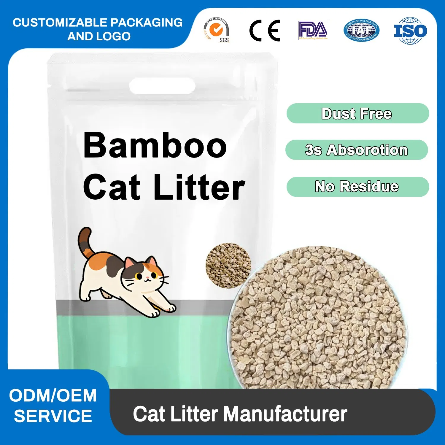 Lightweight No Residue Pet Bamboo and Cassava Cat Litter Ensures Clean Litter Box Surfaces Without Sticking Making Daily Scooping Quick and Effortless