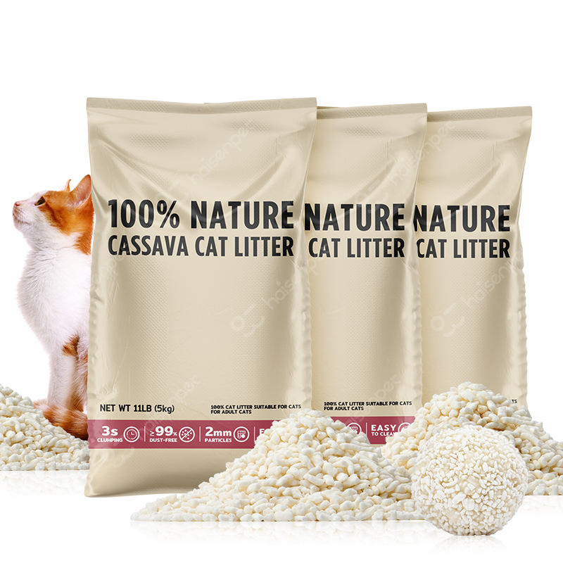 Biodegradable Flushable Corn Cassava Litter Eco-Friendly Natural Plant Cassava Cat Litter Sand Dust Free Household Flushable Cassava Litter
