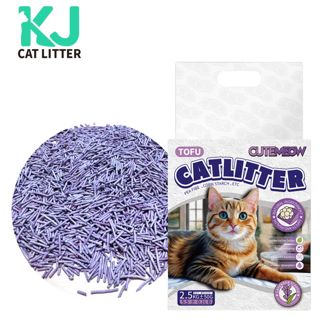 Health Promoting Lavender Scented Tofu Based Cat Litter Supports Feline Well Being with Natural Ingredients and Aromatherapy