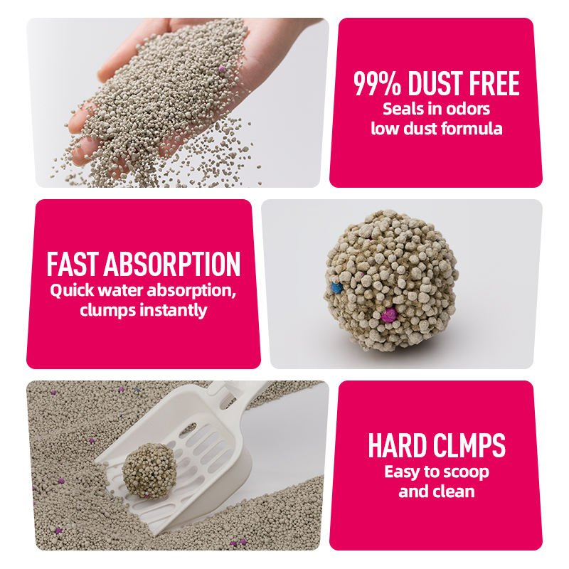Dust-Free Strong Clumping Easy Clean Sodium Clay Cat Sand Bentonite Cat Litter