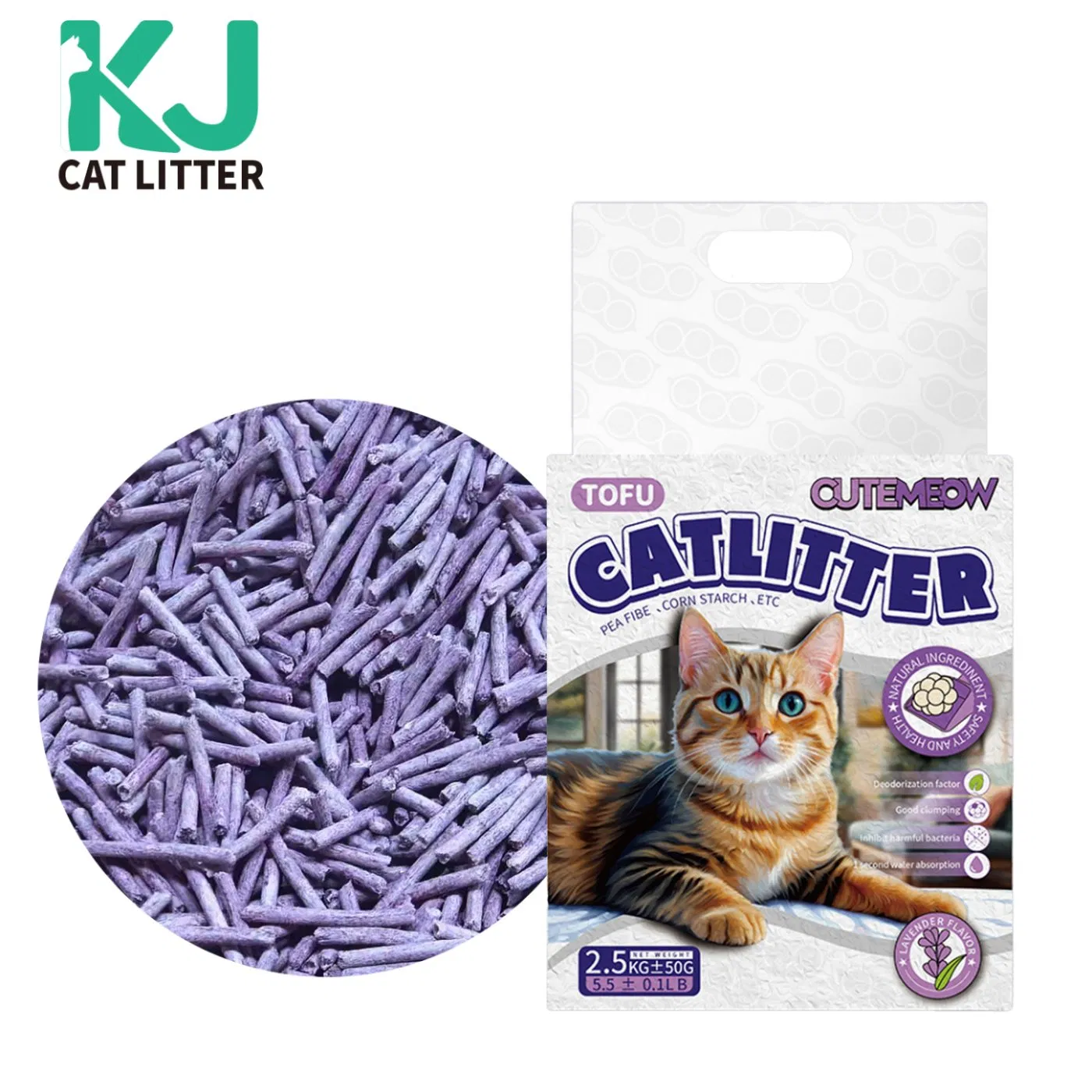 Health Promoting Lavender Scented Tofu Based Cat Litter Supports Feline Well Being with Natural Ingredients and Aromatherapy