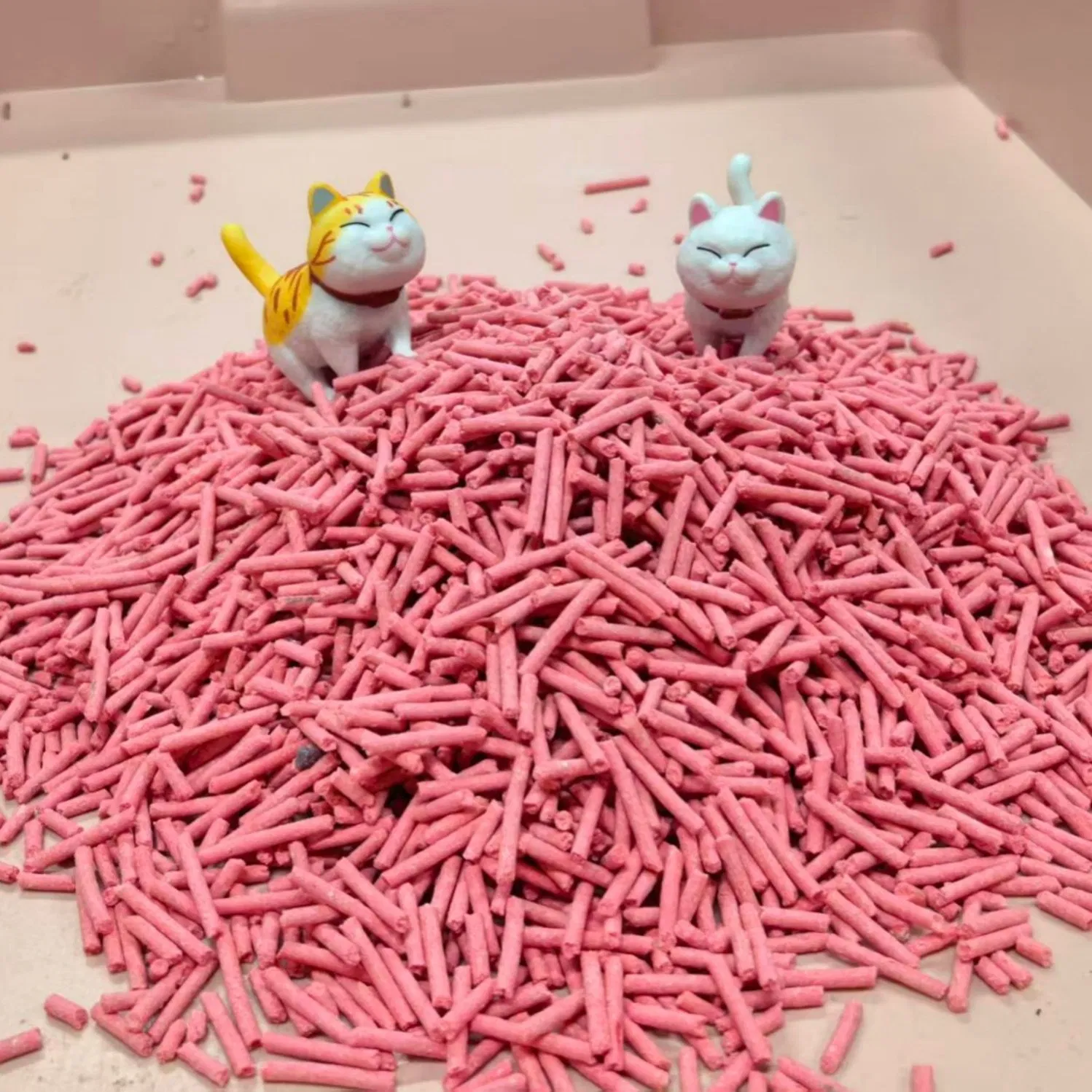 Hypoallergenic Peach Scented Tofu Cat Litter Made From Biodegradable Plant Fibers Featuring Fast Absorption Into Solid Clumps Lightweight and Gentle on Feet