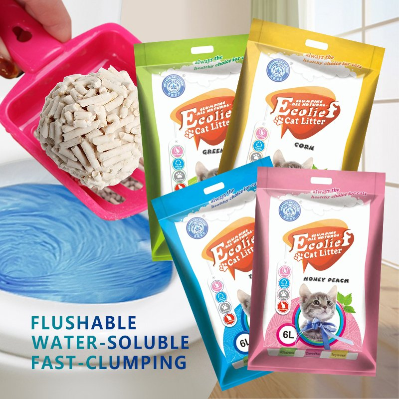 Natural Flushable Tofu Cat Litter with Strong Clumping No Dust
