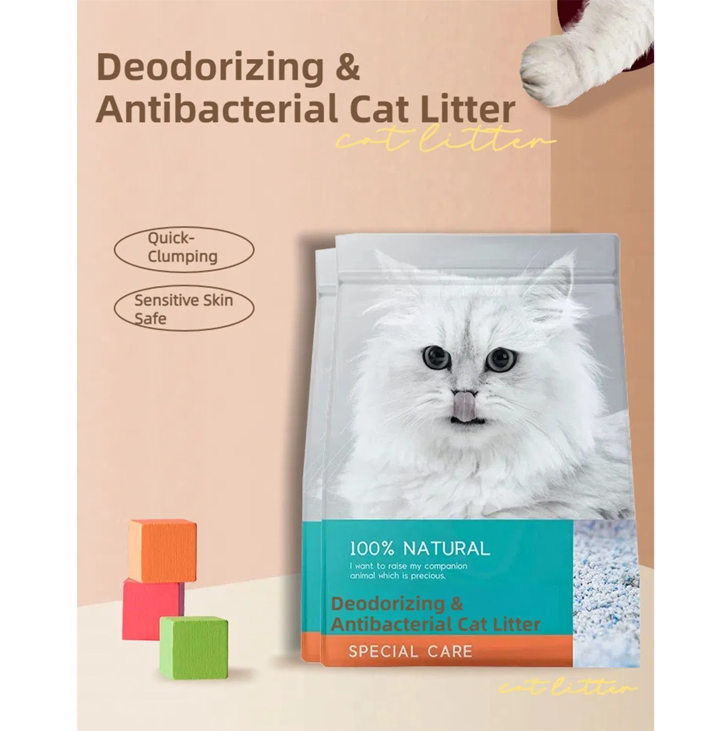 Plant-Based Ingredients Biodegradable Flushable Deodorizing Tofu Cat Litter