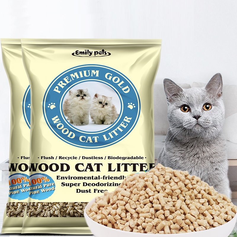 Emily Pets Factory Supply Natural Pine Wood Chip Pellets Cat Litter
