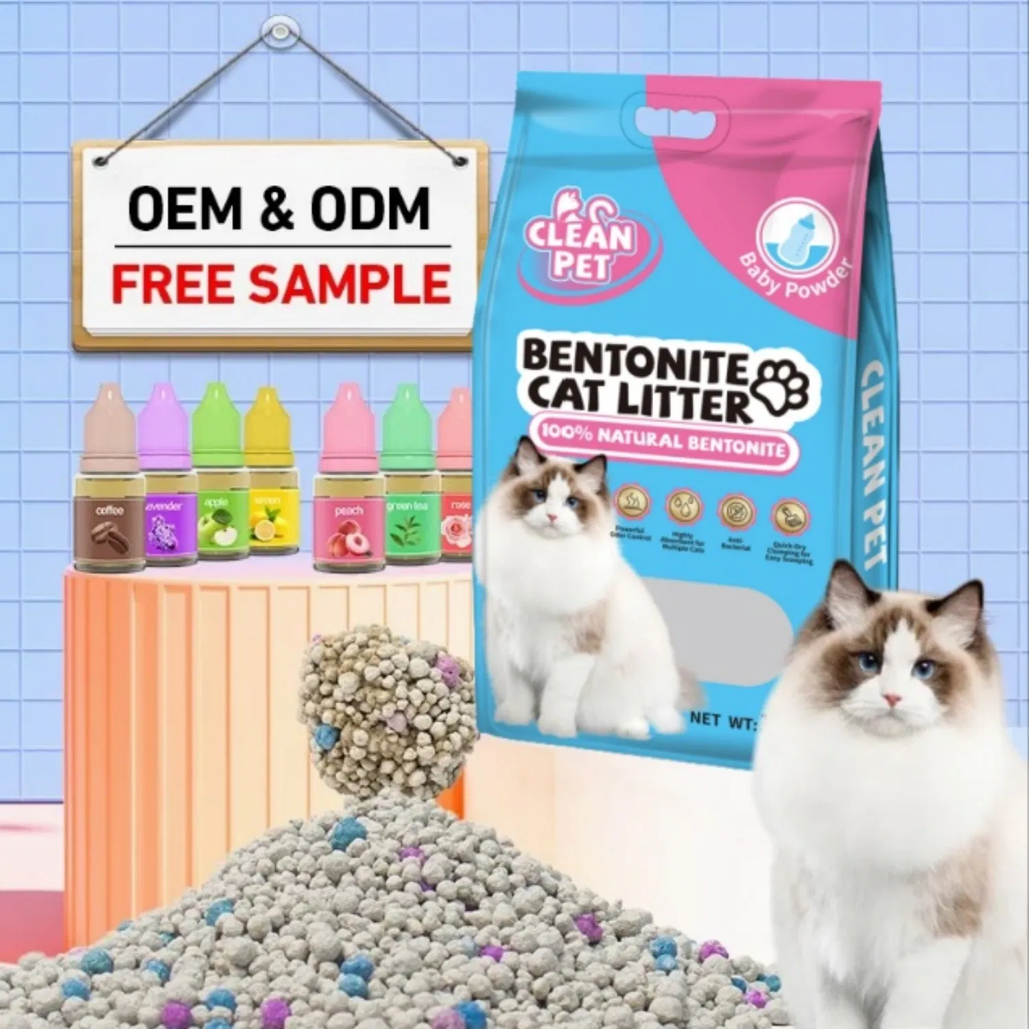 Strong Clumping Easy Clean Sodium Clay Dust Free Premium Bentonite Cat Litter