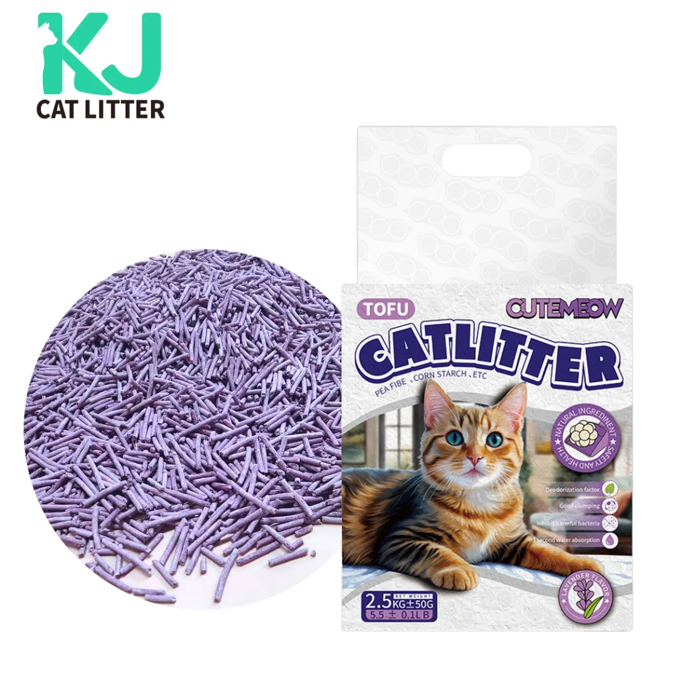 Health Promoting Lavender Scented Tofu Based Cat Litter Supports Feline Well Being with Natural Ingredients and Aromatherapy