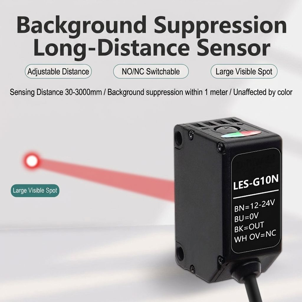 Famous Adjustable Laser Photoelectric Sensor Reflective Detection Switch With Background Suppression LES-G10N Red Spot Distance Sensor Factory, Products