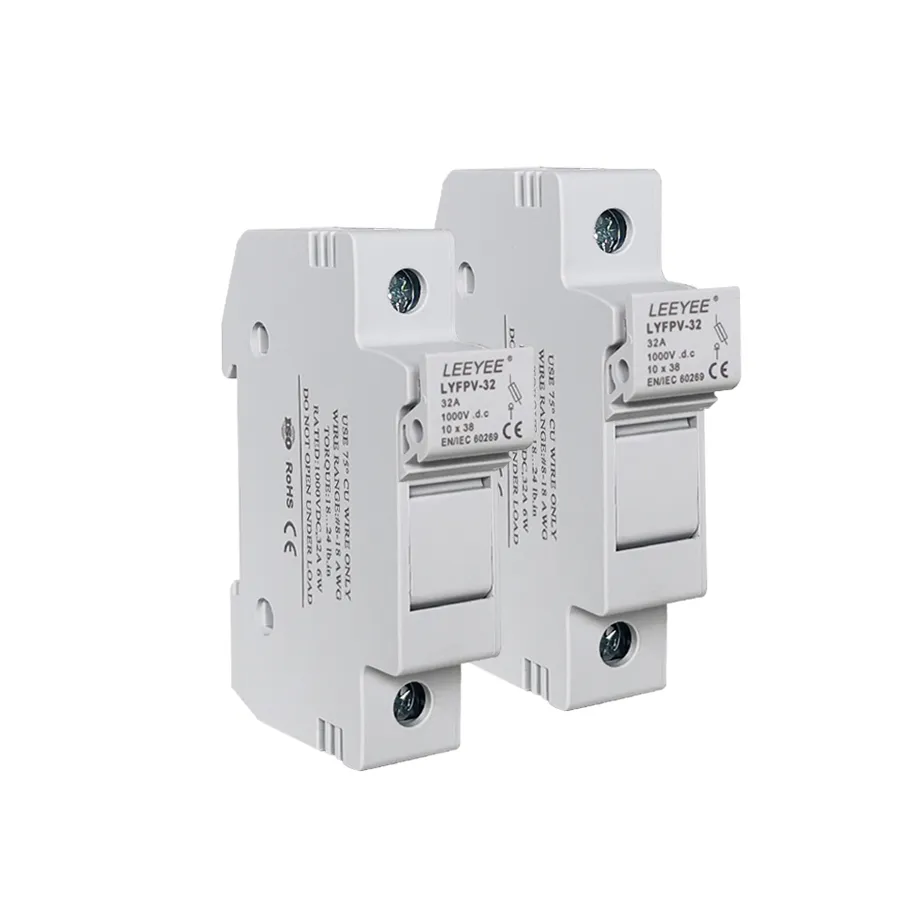 32A 10X38 1000V DC DIN Rail Fuse Holder with Fuse for Solar Power System