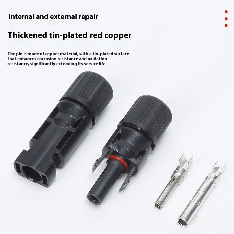 For MC4 Photovoltaic Cable Connector Solar Panel Waterproof Adapter with Copper Contacts Tin Material 30A Rated PPO Housing