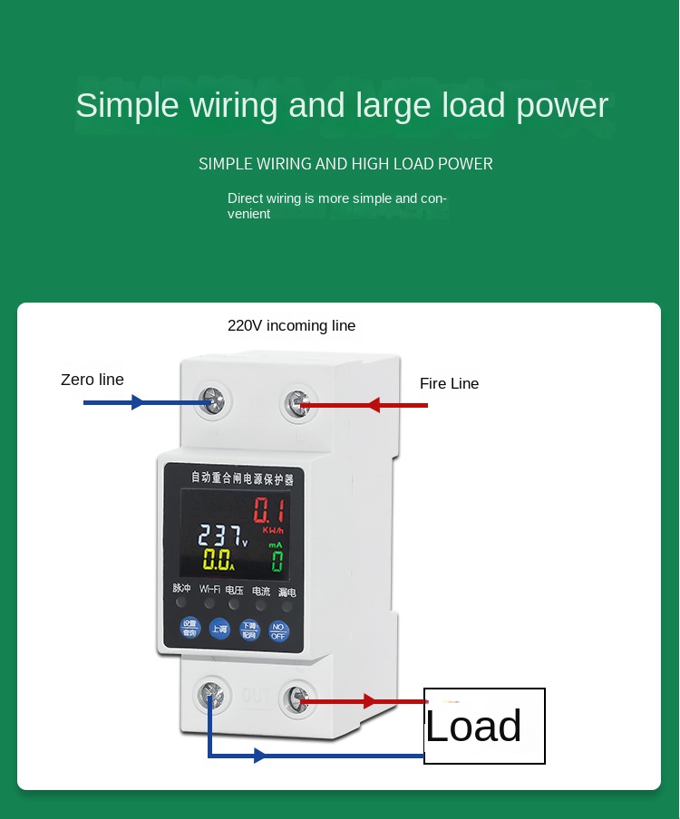 Tuya 63A WiFi Smart Circuit Breaker Electric Energy Monitor Remote Control Switch Voltage Current Protector Plastic Home Hotel