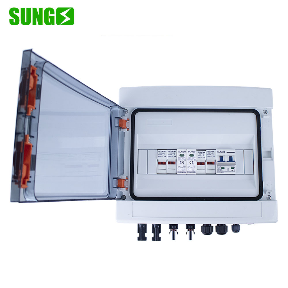 PV Array DC Combiner Box for 2 String Solar Panel DC 1000V 2in 1out WithDC SPD lightning protection PV Junction Box