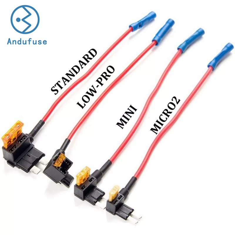 Andufuse High Quality 4 Types Fuse Tap Kit 16AWG 150mm Wire Standard Mini Micro2 Low Profile Blade Fuse Holder Tap Automotive
