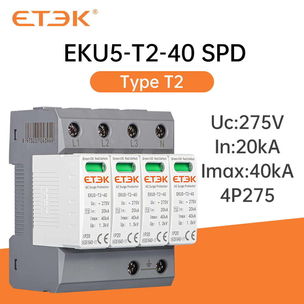 ETEK Whole House 40ka Surge protection Protector Device 3p 4p AC SPD Ac Surge Protective Device