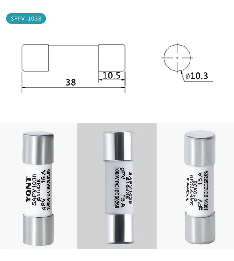 1000VDC 15A Gpv Cylindrical Fuse Link Sapv1038 for Solar DC Circuit Protection