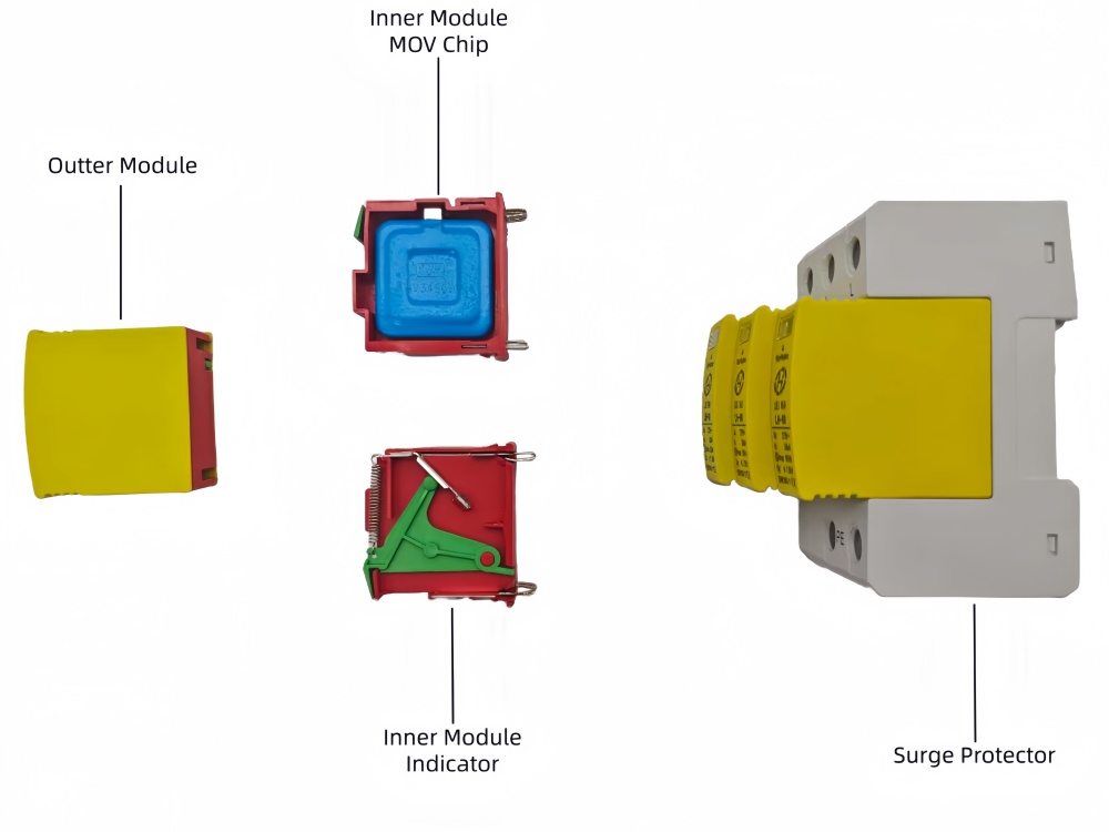 Hot Sale AC Surge Protector Lightning Arrester Industrial DC SPD 275V Type 1 Type 2 20KA 40KA 3P Surge Protection Device