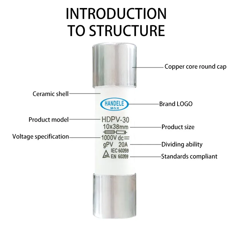 Low Price High Quality PV Solar Ceramic DC Fuse Links 1000VDC 20A