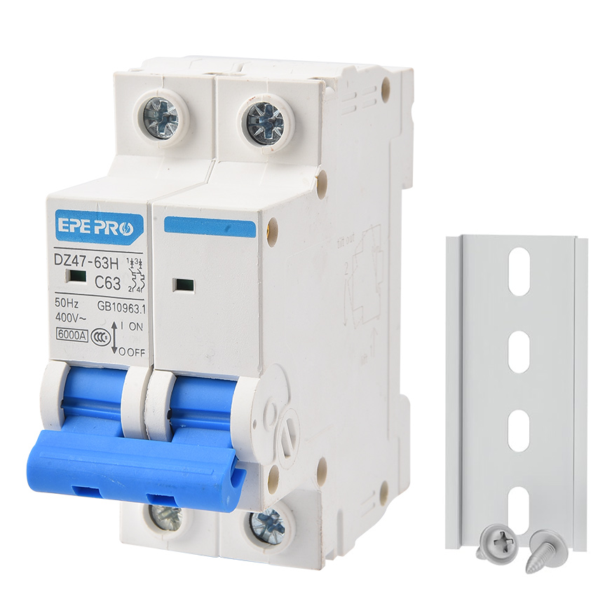 Miniature AC Circuit Breaker DIN Rail Mount Thermal Magnetic Trip Solar AC Disconnect Switch C32 Plastic6A 10A 16A 25A 40A 63A