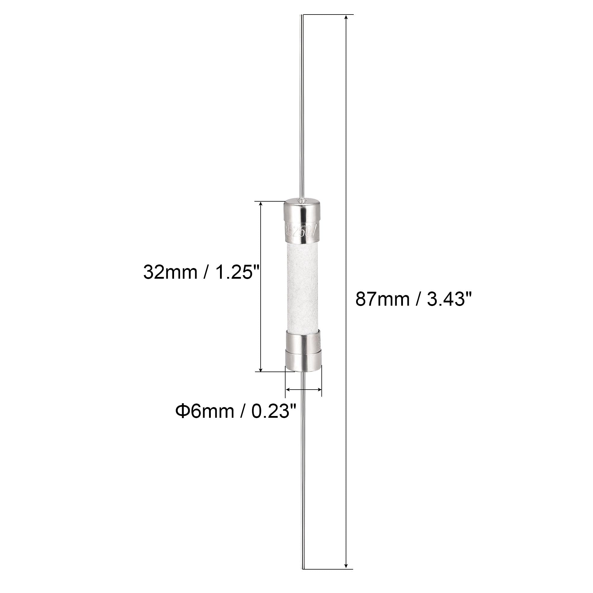 6x32mm Axial Lead High Breaking Capacity 1000V High Voltage 6HT Time Lag Ceramic Fuse Cartridge Metal Fuse Link for Cars