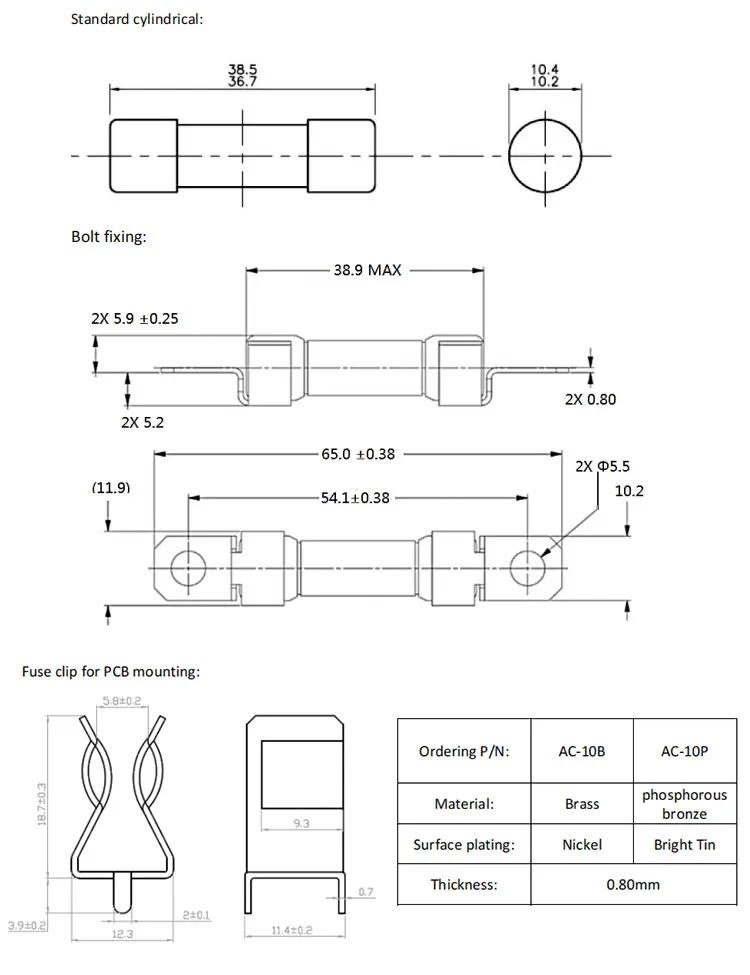 Product Size of 10x38mm RT18-32 16A 32A Solar Photovoltaic Cylindrical Ceramic Fuse