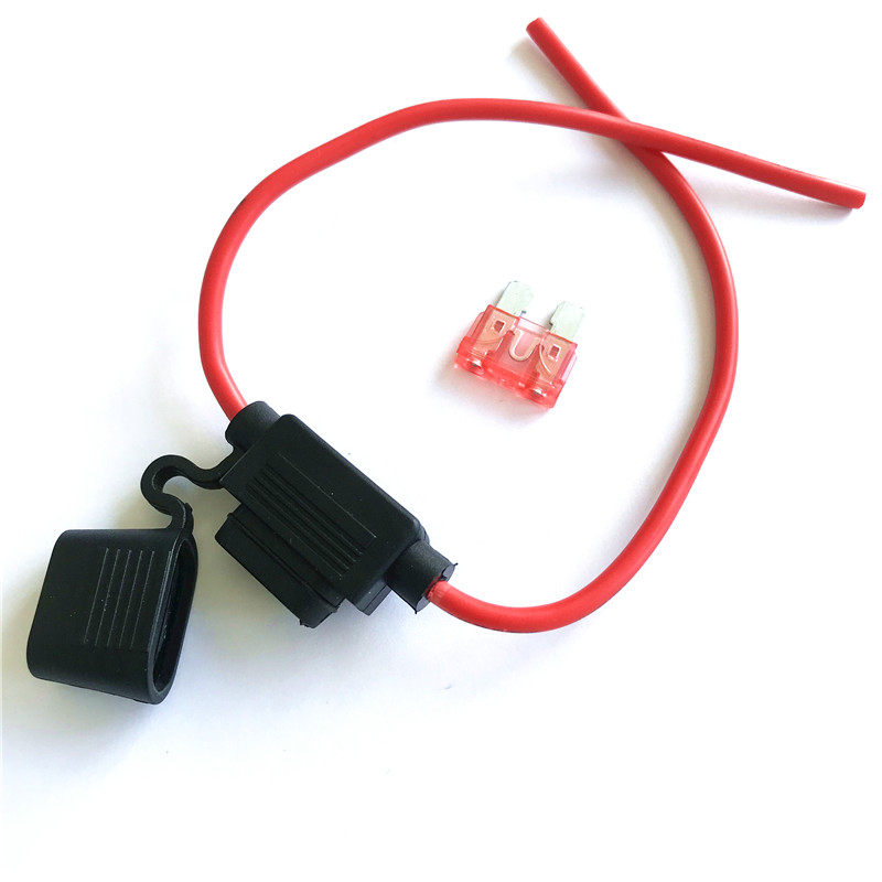 Small Blade Type Waterproof Power Socket 10A Inline Fuse Holders 16AWG Auto Car Replacement Fuses 16AWG Length