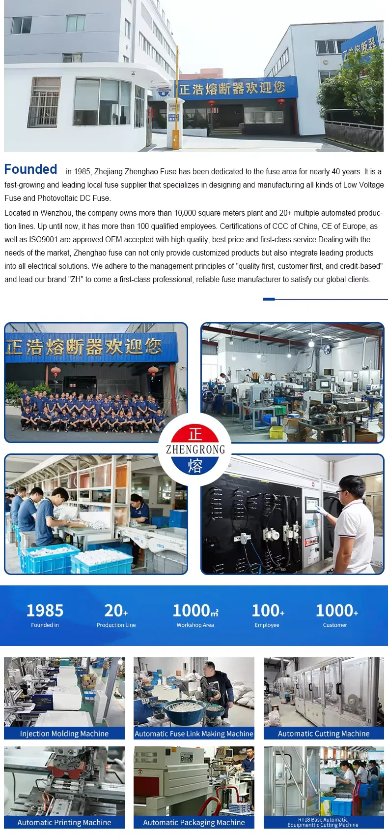 CE Certified 20A 1000V DC Solar Fuse for Safe Operation