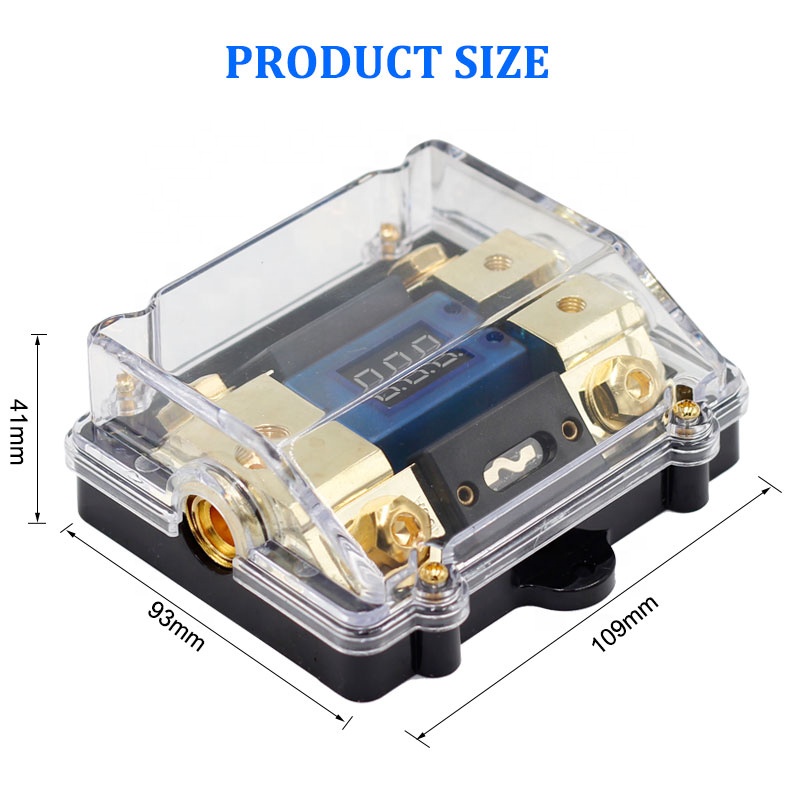 Inline ANL Fuse Holder with 100Amp Fuse Block 0/2/4 Gauge AWG 2 Way with LED Display for Fuse Components