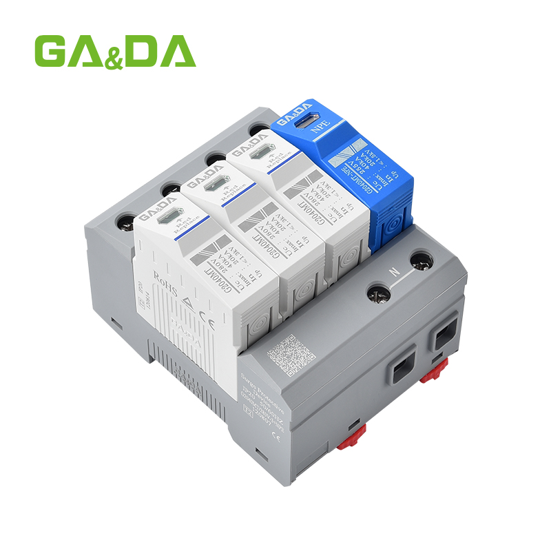 Whole House 3P+N AC Surge Protector 20-40kA 280V DIN Rail Mount T2 Power Guard Lightning Protection CE Certified