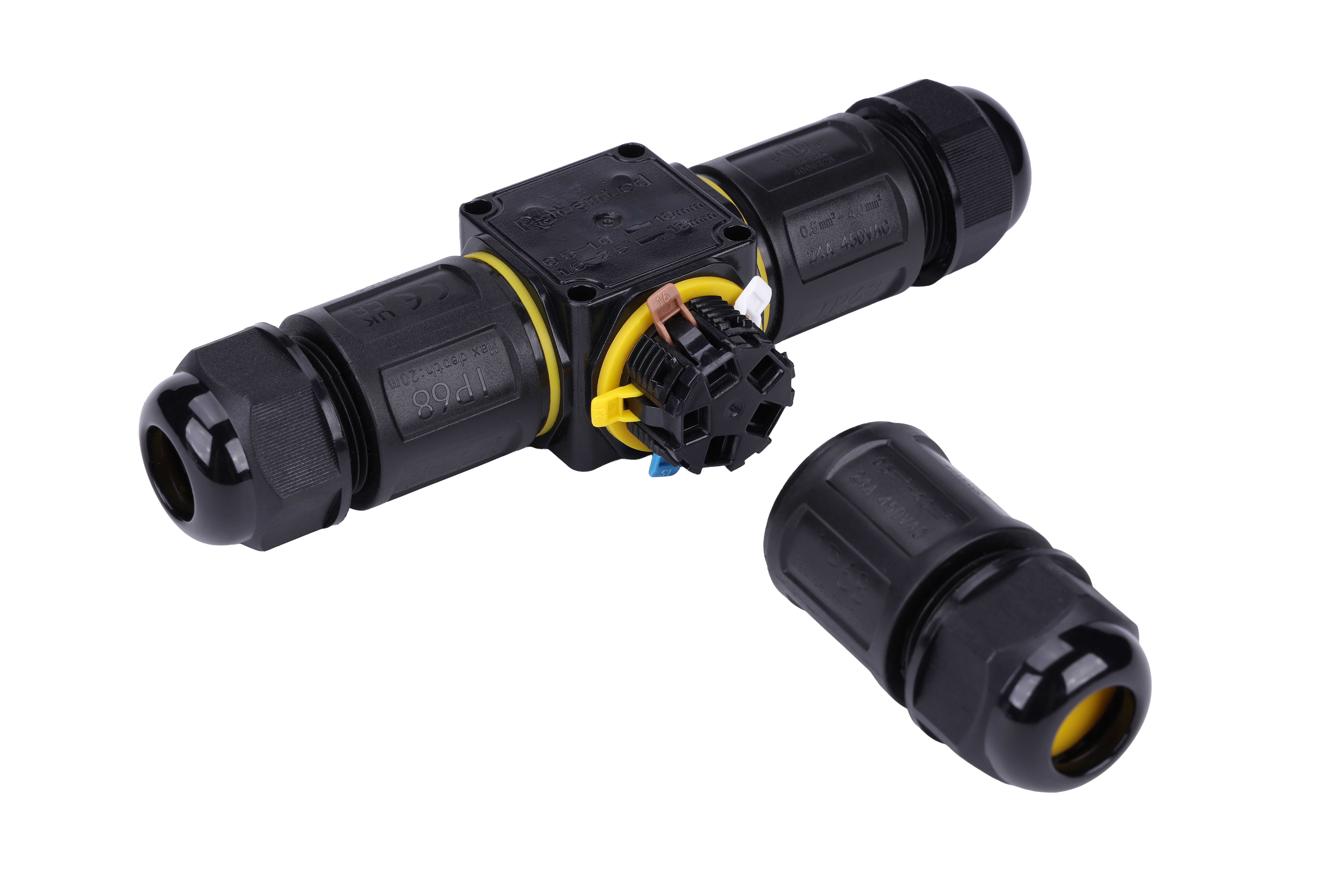IP68 Waterproof Copper Quick Connector 3 Way No Screw Wire Connector For 2-5 Core Cable Solar Power System 32A