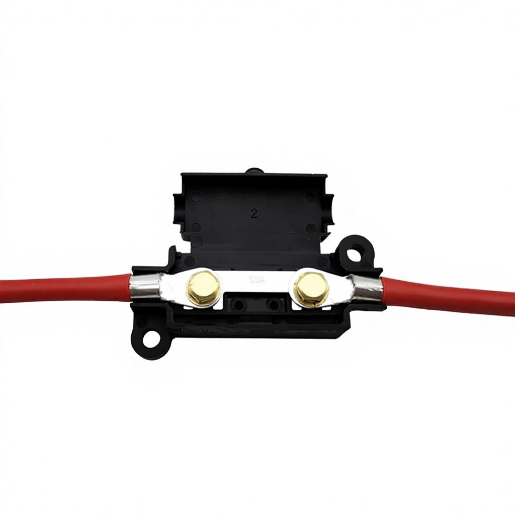 80A 100A Inline Maxi Blade Fuse Holder IP65 Waterproof 8AWG Oxygen-Free Copper Wire Automotive High Current 24V DC Fuse Box for
