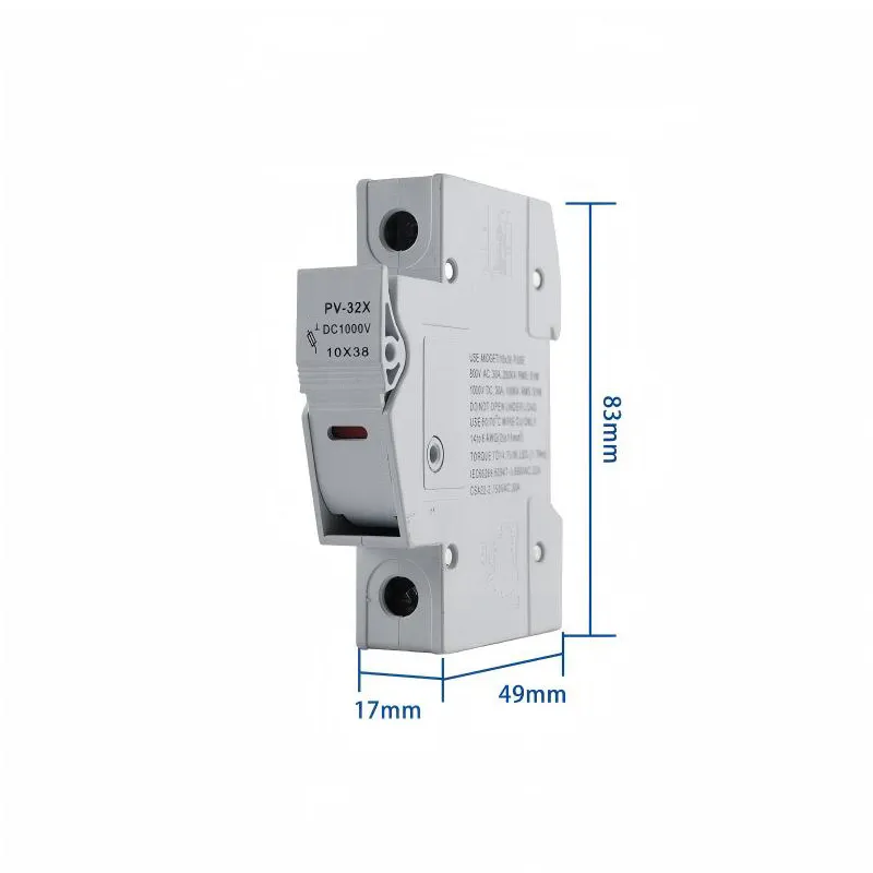 High Breaking Capacity DC 1000V 63A Solar PV Fuse Drawing