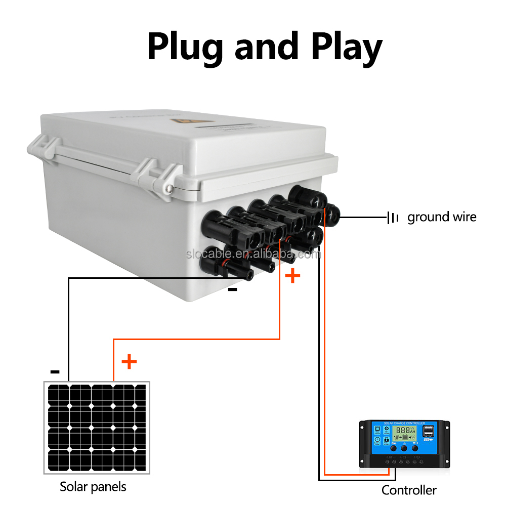 Slocable IP66 Waterproof 500V 1000V 2 4 6 8 10 Strings DC Solar Combiner Box for PV Solar Panel On/off Grid