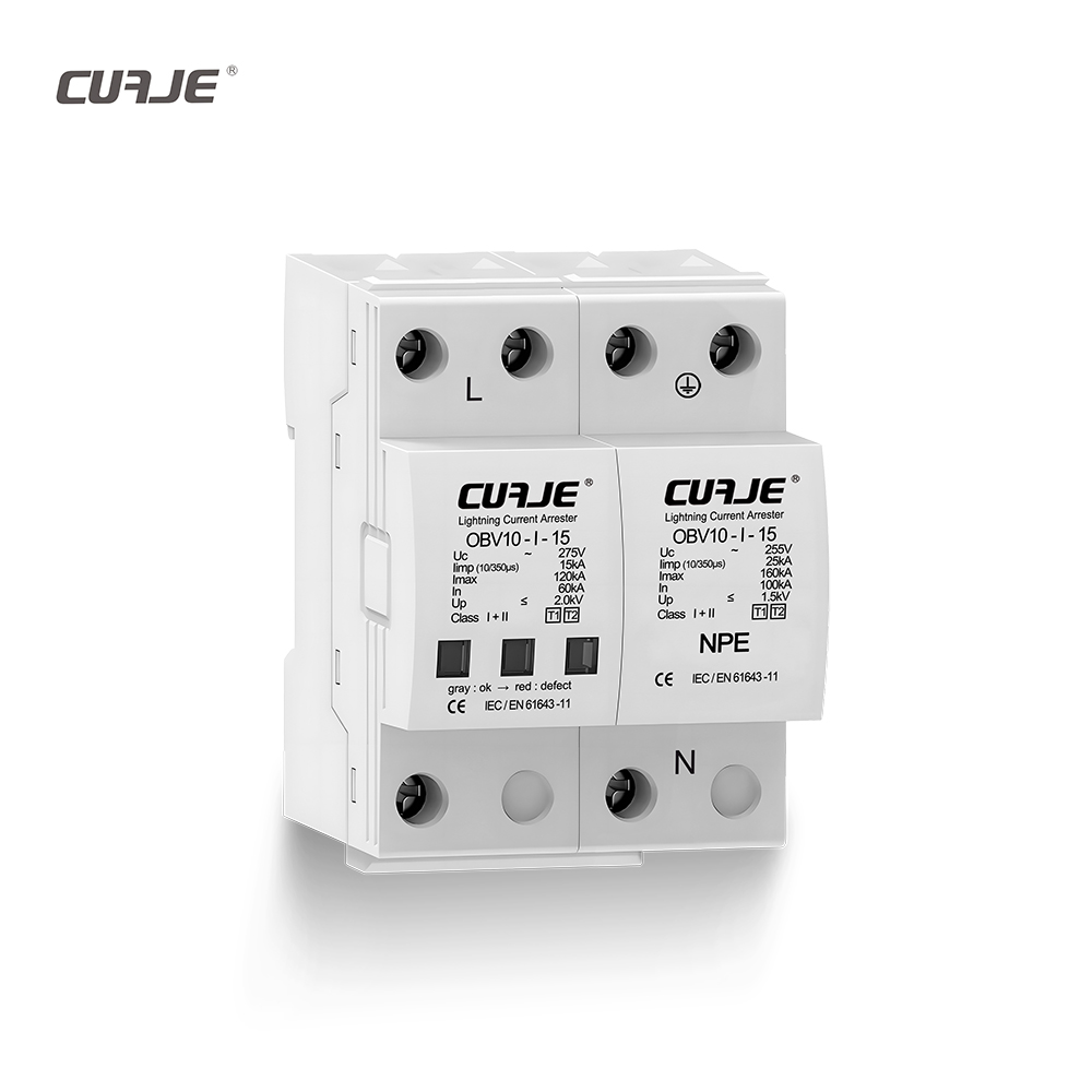 15kA Surge protection Device 4P TYPE 1+2 SPD 380V AC Power Surge Protector